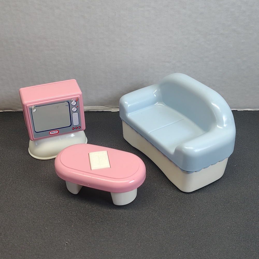 Vintage Little Tikes Place Miniatures Family Living Room Set TV Couch